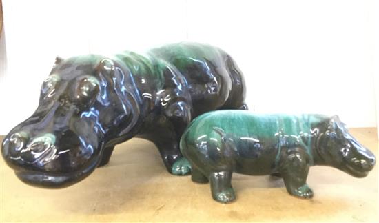 Large glazed hippo & smaller hippo